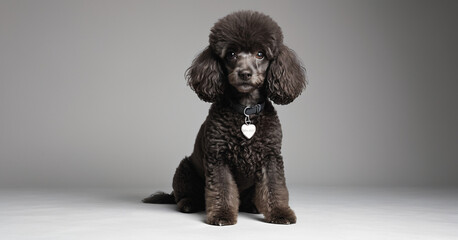 poodle walking beautiful dog