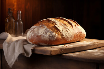 Realistic image of sourdough bread. AI generated photo. 2/4