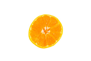 Slice of tangerine or mandarin fruit on transparent background