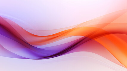 Abstract gentle violet orange waves design with smooth curves and soft shadows on clean modern background. Fluid gradient motion of dynamic lines on minimal backdrop