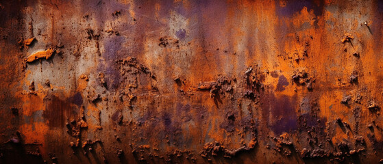 Vivid orange and purple rusted metal background., made with Generative AI
