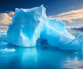 Iceberg in the glacial lagoon. Global warming concept. AI.