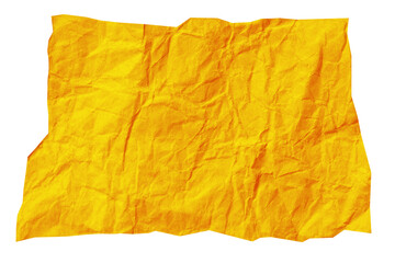 Crumpled yellow ripped paper piece on transparent background