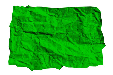 Crumpled green ripped paper piece on transparent background