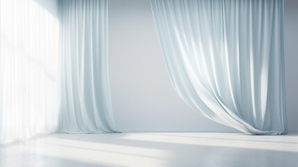 Realistic colorful blue velvet curtain