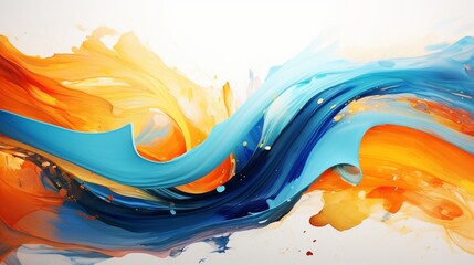 Dynamic swirls of orange and blue brush strokes forming an expressive artistic canvas.