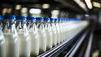 Milk production at factory - obrazy, fototapety, plakaty