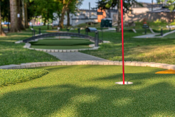 Obraz premium Beautiful mini golf course at sunny day.