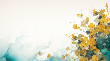 Hand-crafted goldenrod and turquoise watercolor backdrop for a business card