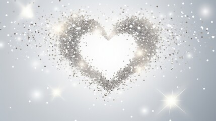 Heart shape vector silver confetti splash with white heart hole