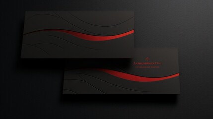 imagine Minimalistic red curves intertwine seamlessly on a pitch-black surface, exuding a sense of professionalism and modernity perfect for a business card that makes a lasting impression