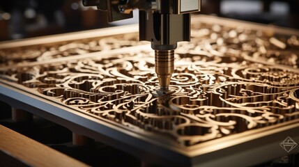 Fototapeta na wymiar A precision-guided CNC machine carving intricate designs into metal with finesse.