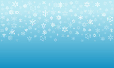 Fototapeta na wymiar White Seamless Falling Snowflake Pattern Isolated On Snow Blue Ombre Background