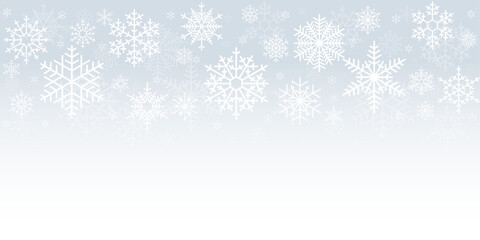Naklejka na ściany i meble White Seamless Falling Snowflake Pattern Isolated On Grey White Ombre Background