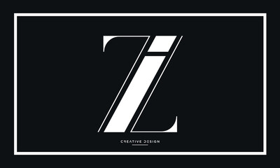Alphabet Letters ZI or IZ Logo Monogram