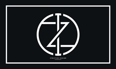 Alphabet Letters ZI or IZ Logo Monogram