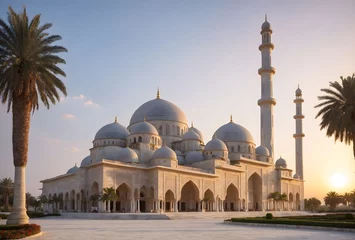 Foto op Plexiglas Sheikh Zayed Grand Mosque in Abu Dhabi, United Arab Emirates, sheikh zayed mosque, abu dhabi mosque, grand mosque abu dhabi, uae mosque, grand mosque, white mosque, mosque illustration, mosques © woollyfoor
