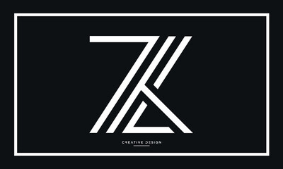 Alphabet Letters ZK or KZ Logo Monogram