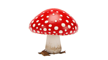 Red toadstool mushroom on transparent background, PNG image with background removed, Created with Generative Ai technology.