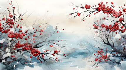 Fruit tree, cherry blossom, Japanese style illustration