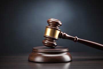 Justice or judge's gavel on table in courtroom