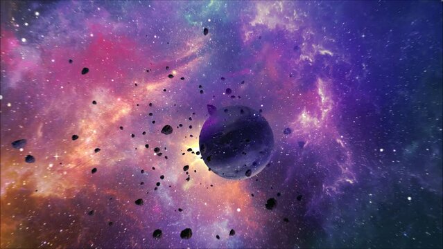 Space travel through asteroids, planets and nebulae
