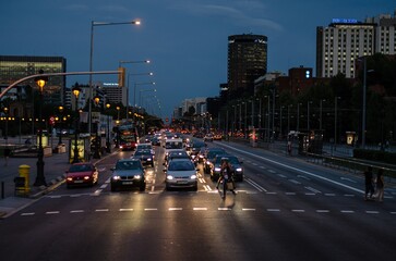 City Nightscape: Illuminated Streets After Sunset