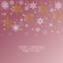 Gold & Silver Seamless Snowflake Poster Pattern Isolated On Snow Pink Ombre Background