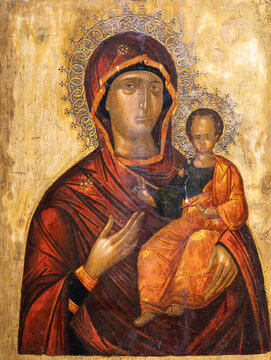 Virgin Hodegetria (Our Lady of the Way). 16th/17th century, by an unknown painter from Crete. The Žitomislić Monastery, Bosnia and Herzegovina.