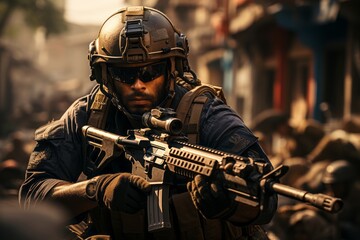 special forces soldier acts on a mission, war, special operation