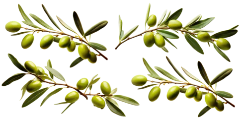 Zelfklevend Fotobehang Set of olive branches with ripe and delicious olives, cut out © Yeti Studio