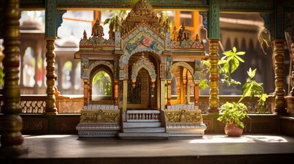 A small temple with delicate jali work, where devotees come to offer their prayers to Lord Krishna.