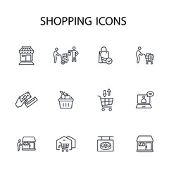 Shopping icon set.vector.Editable stroke.linear style sign for use web design,logo.Symbol illustration.