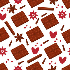 Chocolate and spice christmas vector Seamless Pattern