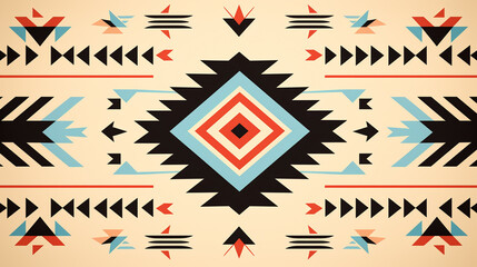Aztec ethnic motif. Native american geometric pattern, colored mexican tribal art elements design. Colorful ancient culture symbols or ornament - obrazy, fototapety, plakaty