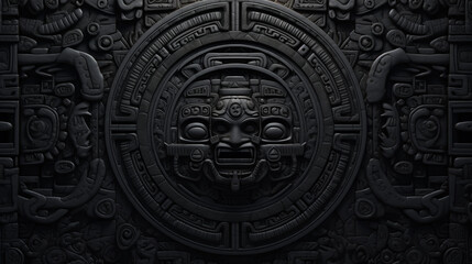 pattern on a black background. Ethnic, tribal ornaments of East, Asia, India, Mexico, Aztecs, Peru for brochure, booklet, flyer, website.