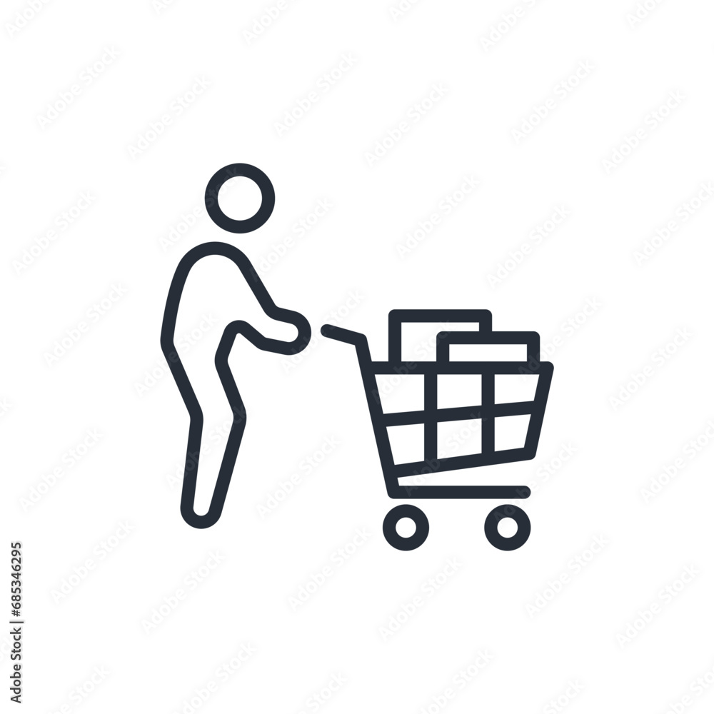 Poster shopping cart icon. vector.editable stroke.linear style sign for use web design,logo.symbol illustra