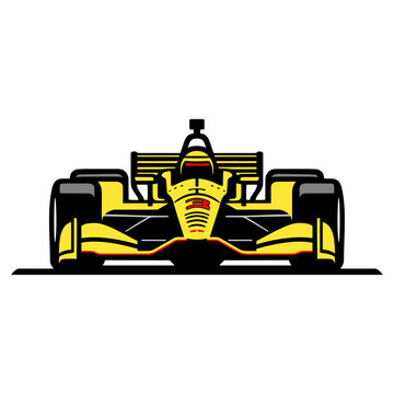 recommend clip art: Indycar motorsport racing car vector illustrated silhouette yellow front view
