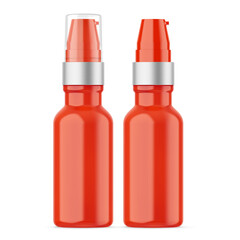 Cosmetic spray container. Pump bottle mockup pack. Plastic bottle product package. Face or hair mist aerosol template, skin care gel packaging sample. Bathroom hygiene lotion, 3d illustration.