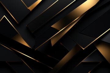 Modern geometric abstract background. Polygonal pattern in gold and black tones. Golden geometric 3D render.