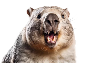 Fotobehang angry wombat head portrait isolated on transparent background © mr_marcom