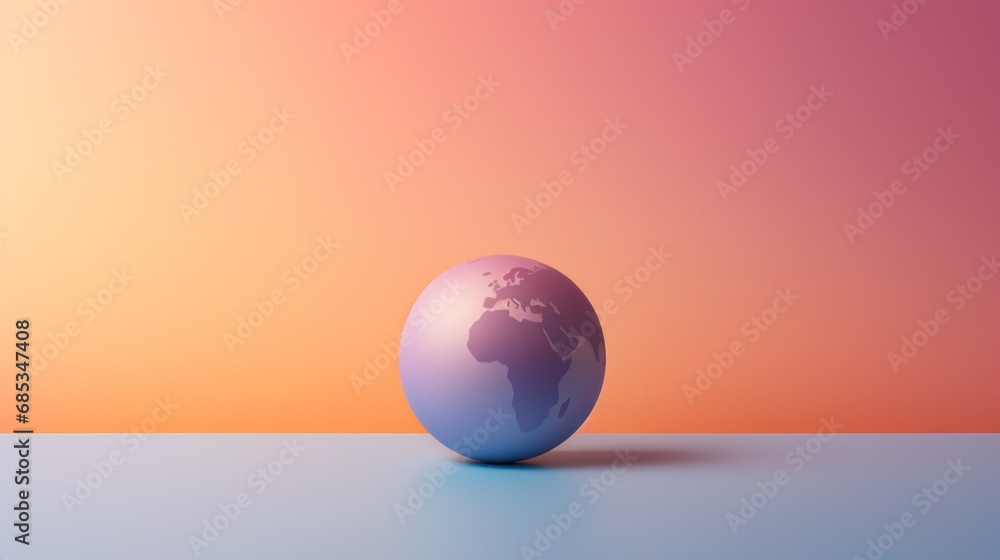 Poster an image of an egg with the earth in the middle of the egg shell on a blue and pink background.