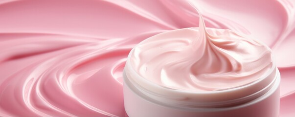 Moisturizing cream on pink backround. Generative ai - obrazy, fototapety, plakaty