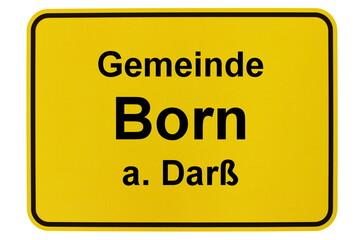 Illustration eines Ortsschildes der Gemeinde Born a. Darß in Mecklenburg-Vorpommern
