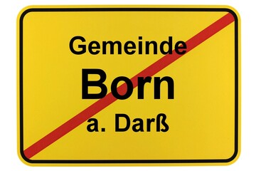 Illustration eines Ortsschildes der Gemeinde Born a. Darß in Mecklenburg-Vorpommern