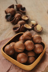Nuts in assortment delicious and healthy close-up, healthy snack