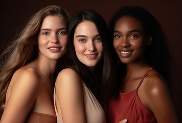 Obraz premium Portrait of a group young multiracial women standing together