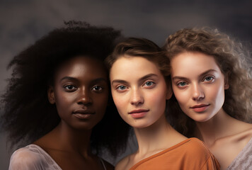 Obraz premium Portrait of a group young multiracial women standing together