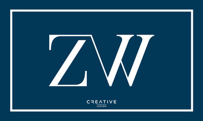 Alphabet letters ZW or WZ logo monogram