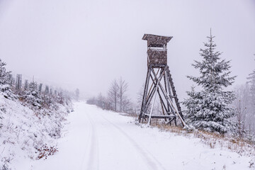 Erste Winterwanderung durch den verschneiten Th&uuml;ringer Wald bei Tambach-Dietharz - Th&uuml;ringen - Deutschland